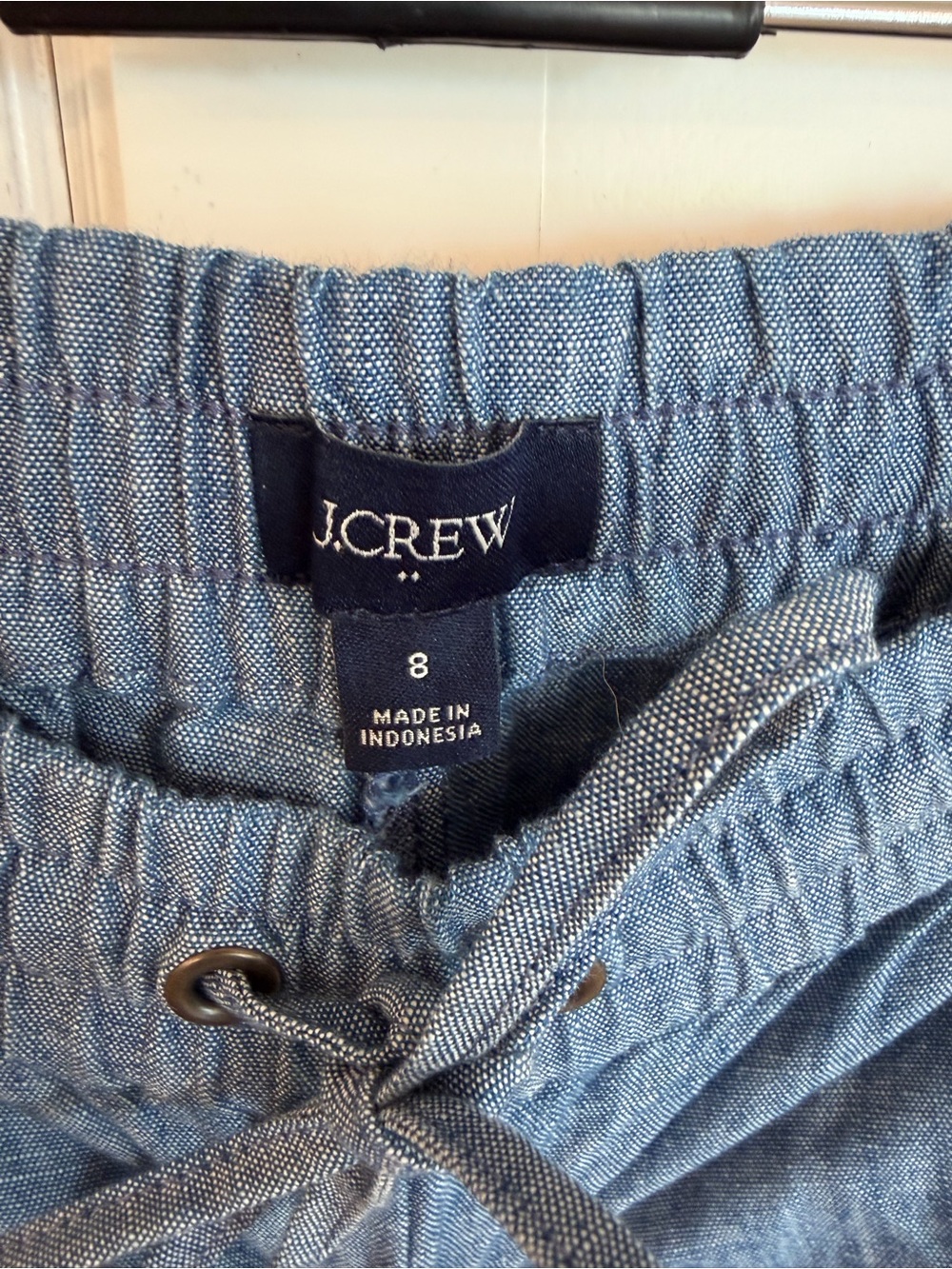 J. Crew Light Blue Drawstring Chambray linen style stretch waist pant size 8 NWT - Picture 5 of 9